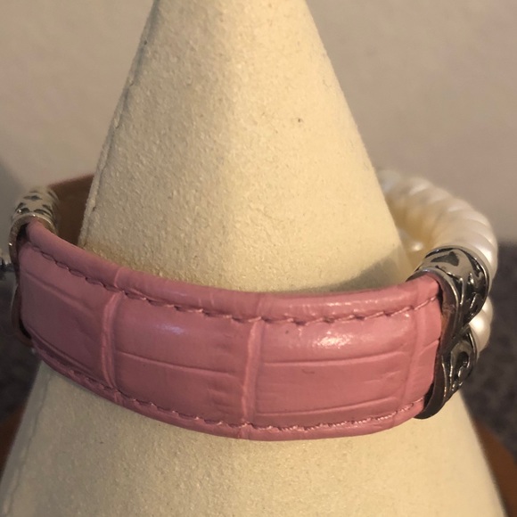 SOLD!! Honora PINK Leather & Double Row Pearl Bracelet - Picture 5 of 5